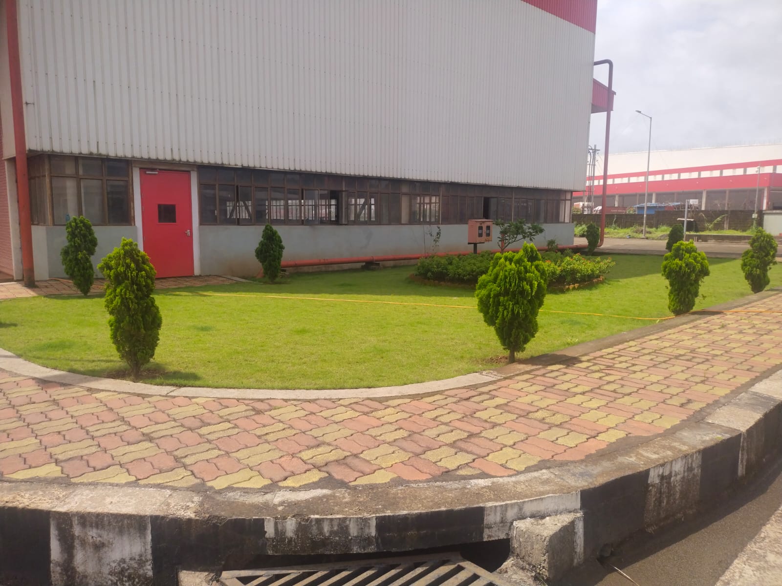 Industrial Campus Landscaping — Manicured Lawn with Ornamental Shrubs